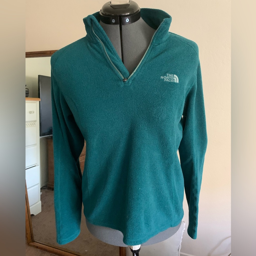 Thin Northface Pullover Fleece - Turquoise- Sz Small - long sleeve - 1/4 Zip